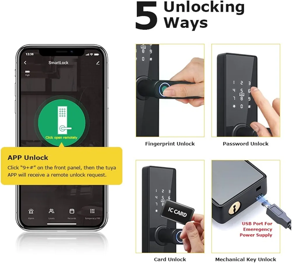 Serrure de porte intelligente Wifi avec empreinte (Tuya) .webp